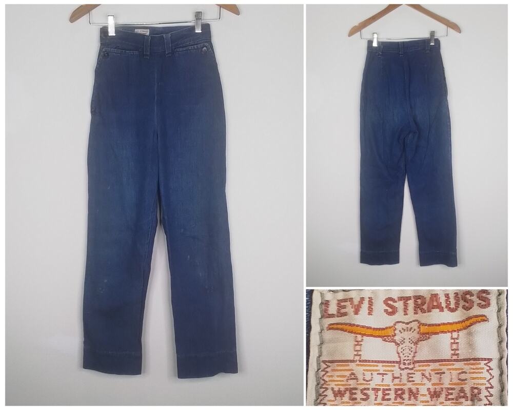 Vintage Levi Strauss 1950's Women's Longhorn Side Zip Jeans 22x28 #J2372
